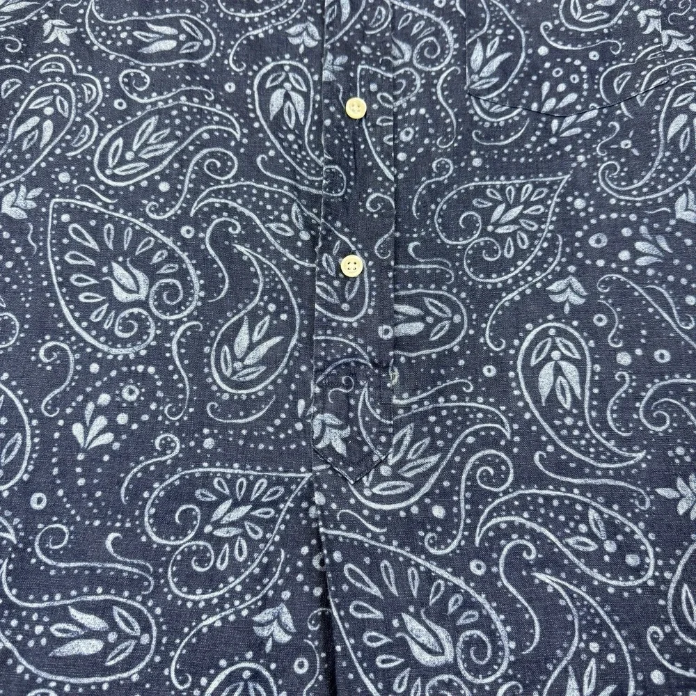 Vtg Polo Ralph Lauren Cambridge Linen Shirt Men's‎ XL Blue Paisley 1/2 Button Up